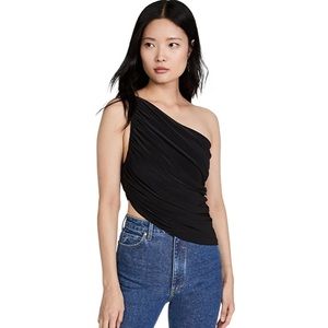 NWT NORMA KAMALI One-Shoulder Diana Top in Black Sz XL